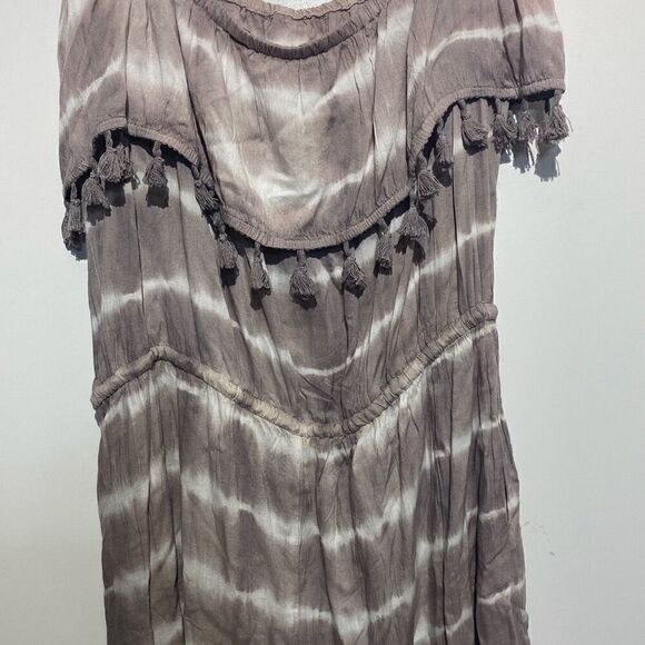 PB Sport Women's Khaki Beige Tassel Tie Dye Rayon Romper Cover-Up Size XL NWT - Picture 5 of 10